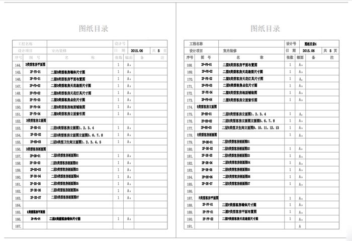 杭州精品酒店室内装饰工程深化设计施工图图纸目录4