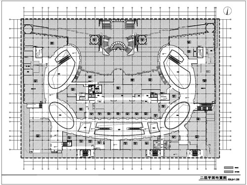 商场深化设计施工图二层平面布置图