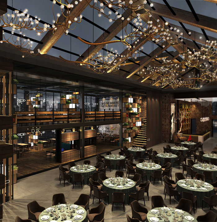 自然、素朴的餐厅大厅装修设计方案效果图