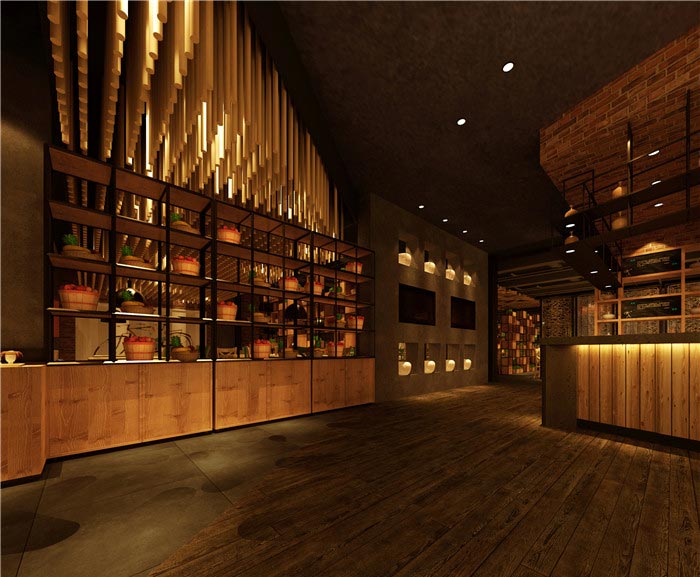 500平方充满怀念的中式餐厅前台装修设计方案效果图