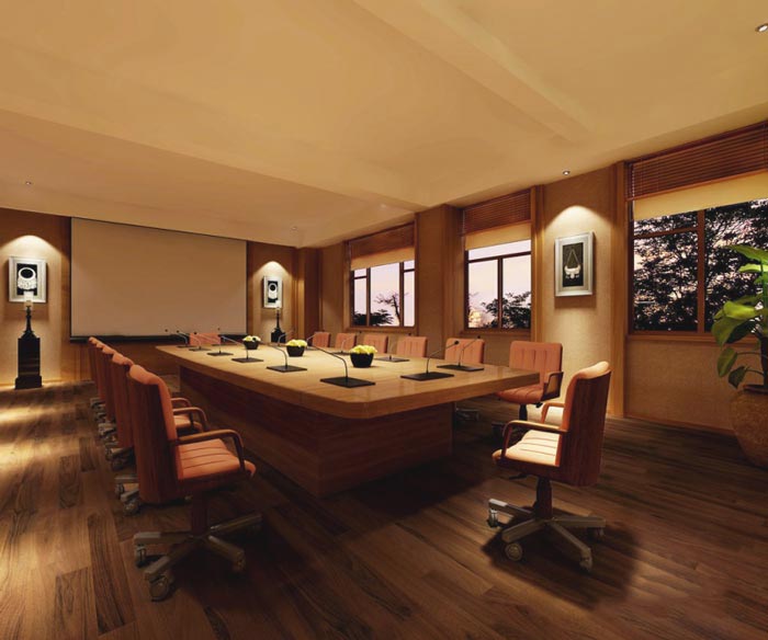 中式风格办公室会议室效果图