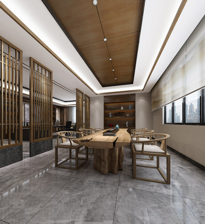 新中式办公室品茶区装饰效果图